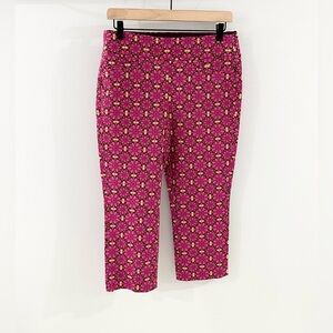 Soft Surroundings Pink Floral Pull On Cropped Pants Size Small Petite